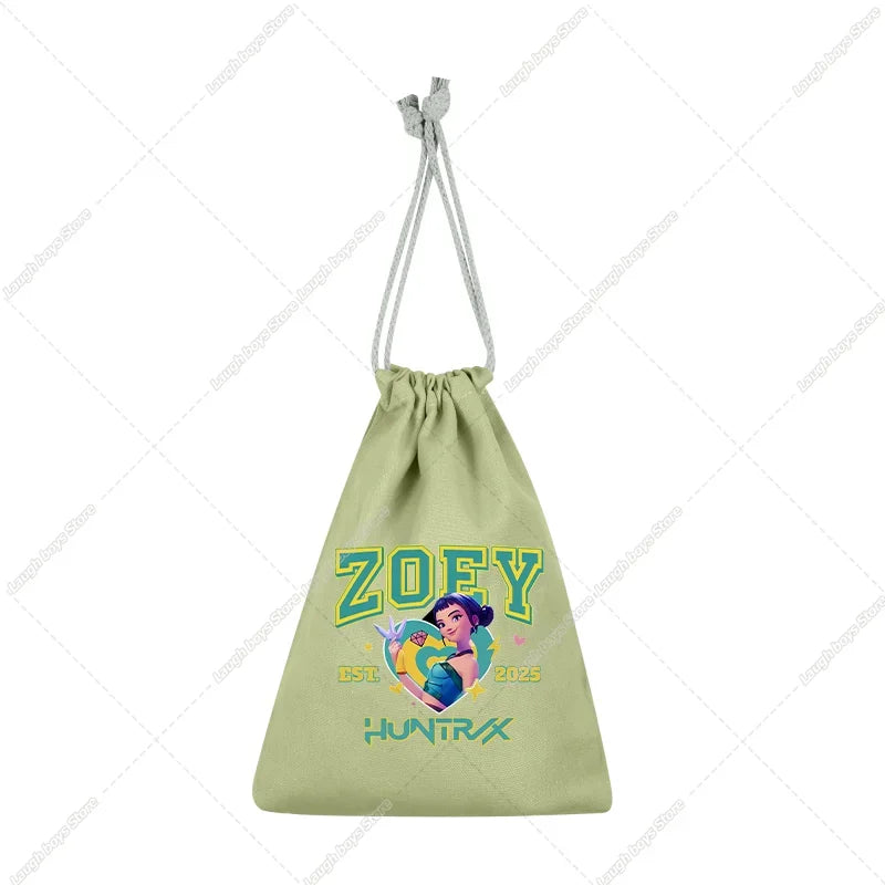 KPop Demon Hunters Merch Drawstring Purse Pouch Swim/PE Kit Swim Book Bag Huntrix Derpy Tiger Gift