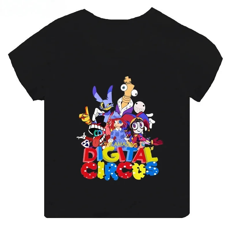 The Amazing Digital Circus T-shirt Pomni Jax The Last Act Top Clothes Kids Black Tshirt