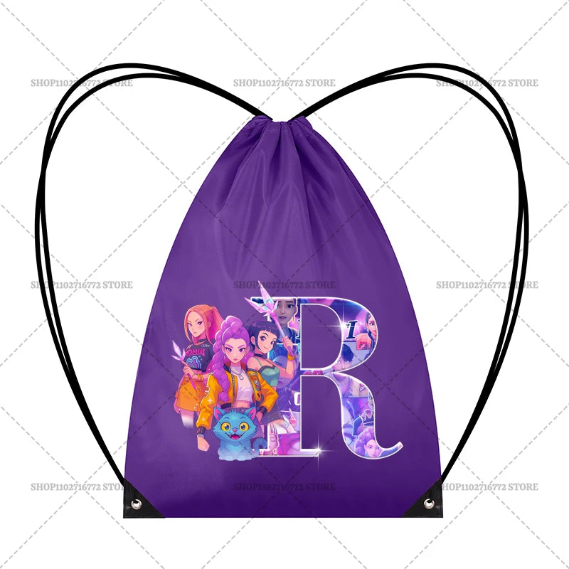 KPop Demon Hunters Merch Personalised Initial Backpack Book Sports PE Kit Swim Bag School Rumi Mira Zoey Huntrix Gift