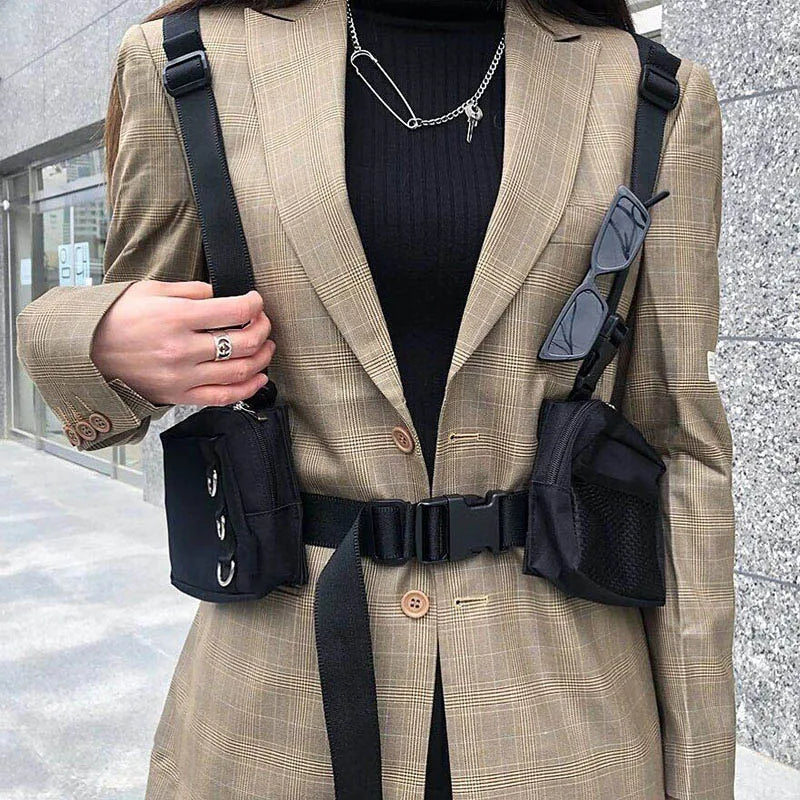 Punk Chest Bag Tactical Waist Pack Unisex Outdoor Vest Bag Harness Utility Pouch