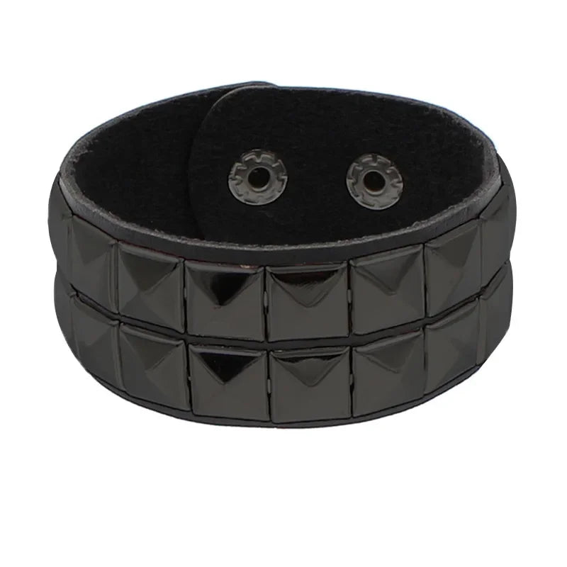 Black Silver Metal Arm Cuff Studded Bracelet