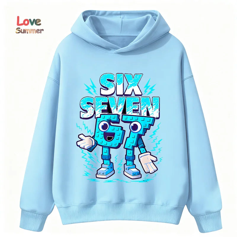 67 Six Seven Italian Brainrot Hoodie Funny Meme Pullover Girls Boys Fleece Sweatshirt