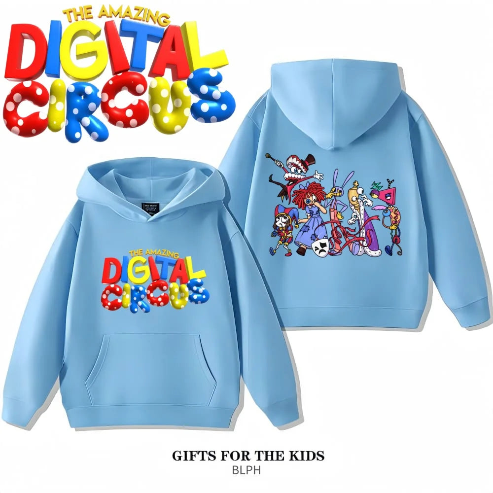 The Amazing Digital Circus Pomni Family Hoodie Kids Clothes Glitch Hooded Jumper
