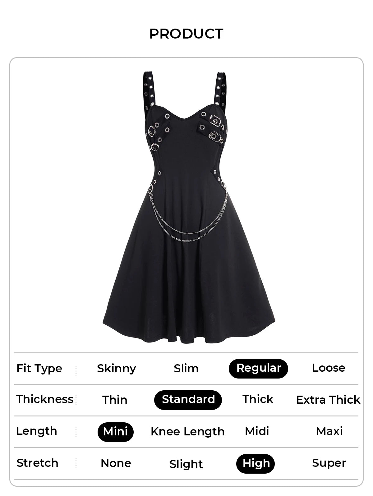 Burgundy Red Gothic Studded Chain Swing Skater Dress