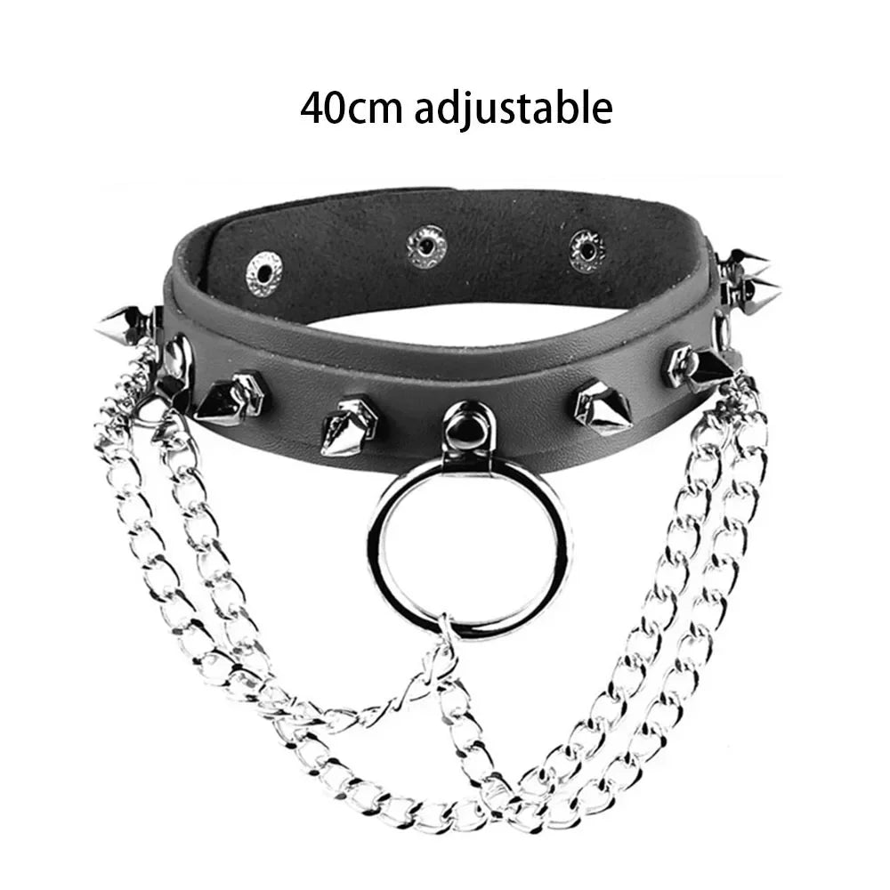 Bondage Sexy Heart Lock Key Rivets Black Goth Punk Chokers Gothic Collar