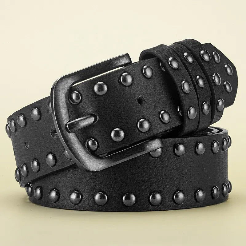 Red Black White Punk Emo Goth Studded Rivet Belt Punk Hip Hop Rock Jeans Belt PU Leather Unisex Men Women