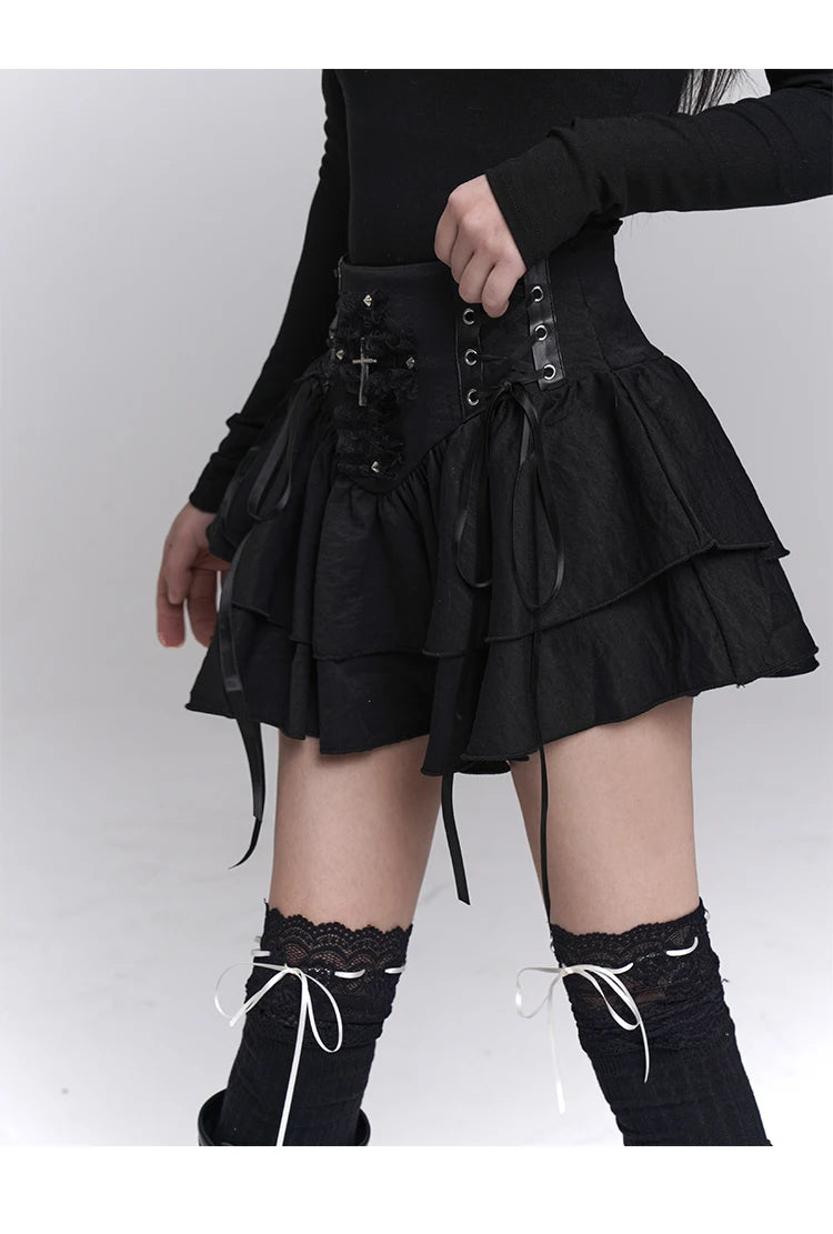 Sexy Black Gothic Mini Rara Skirt