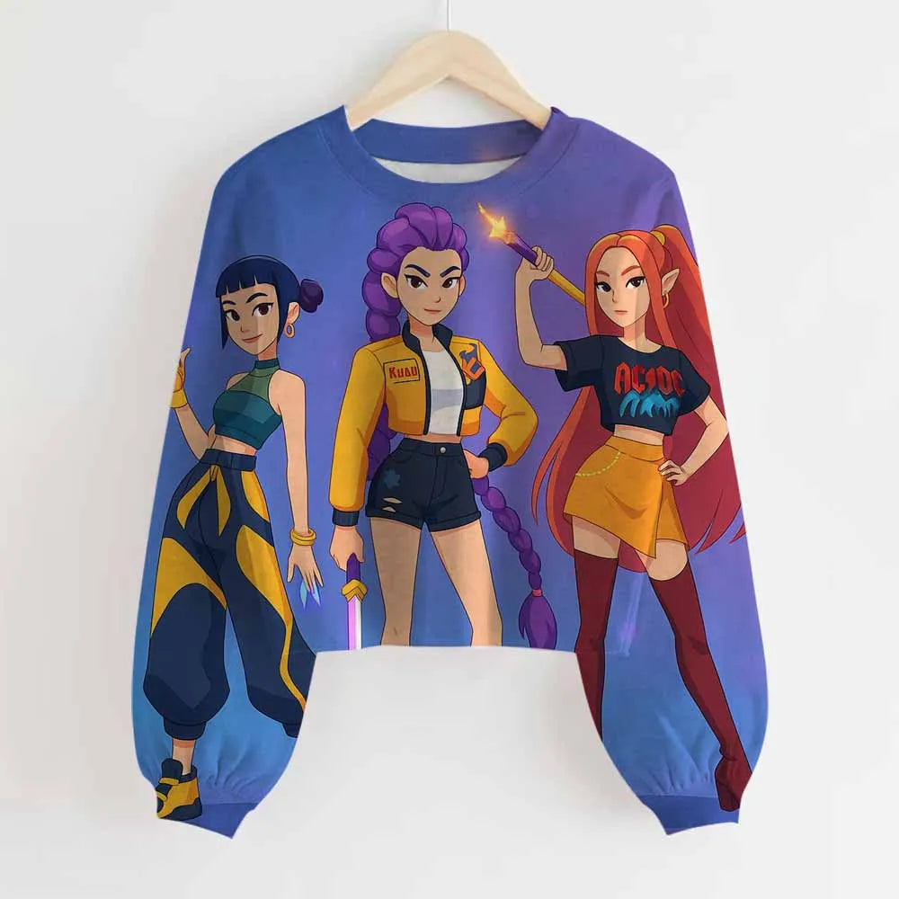 KPop Demon Hunters Huntrix Long Sleeved Top Jumper Sweater Clothes Merch Gifts Rumi Mira Zoey