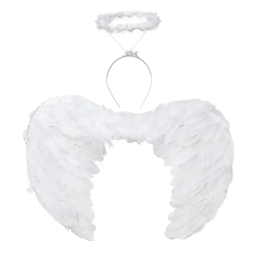 Angel Fairy Feather Wings Halo Halloween Fancy Dress Costume Accessories Good Bad Devil