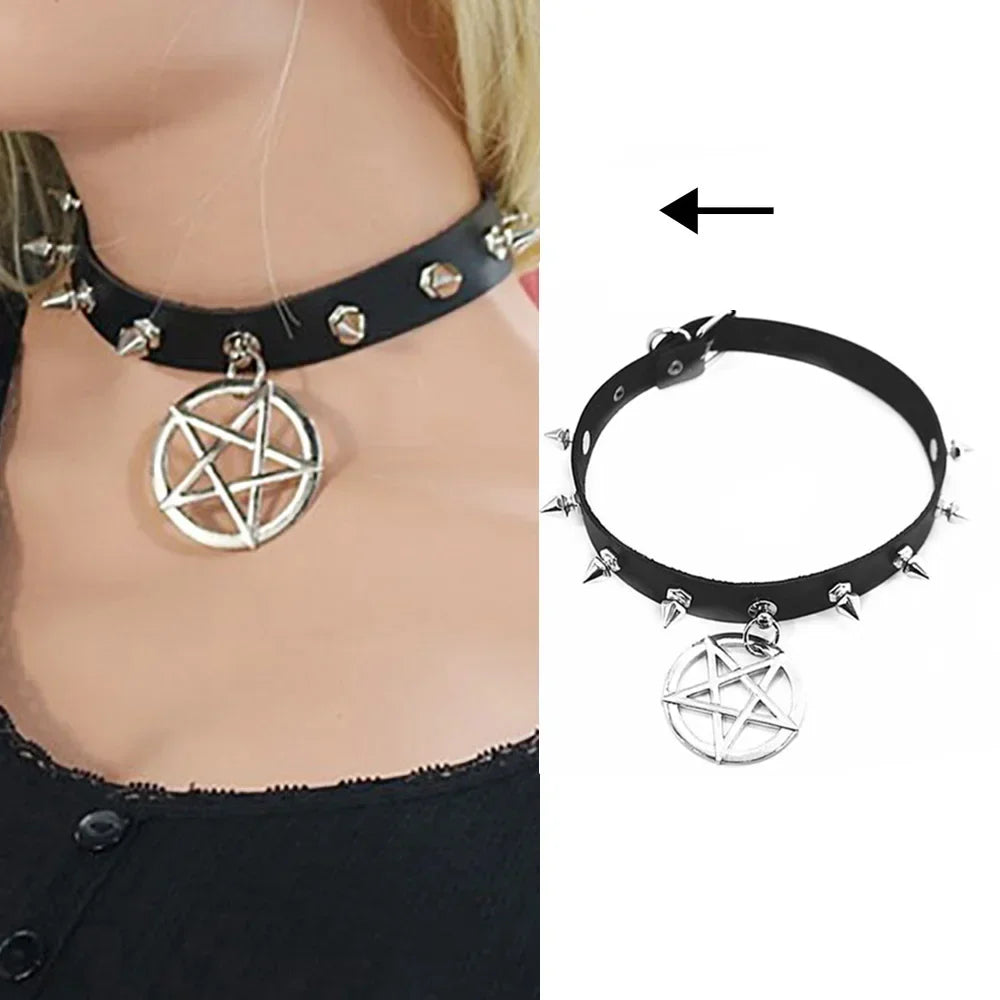 Bondage Sexy Heart Lock Key Rivets Black Goth Punk Chokers Gothic Collar