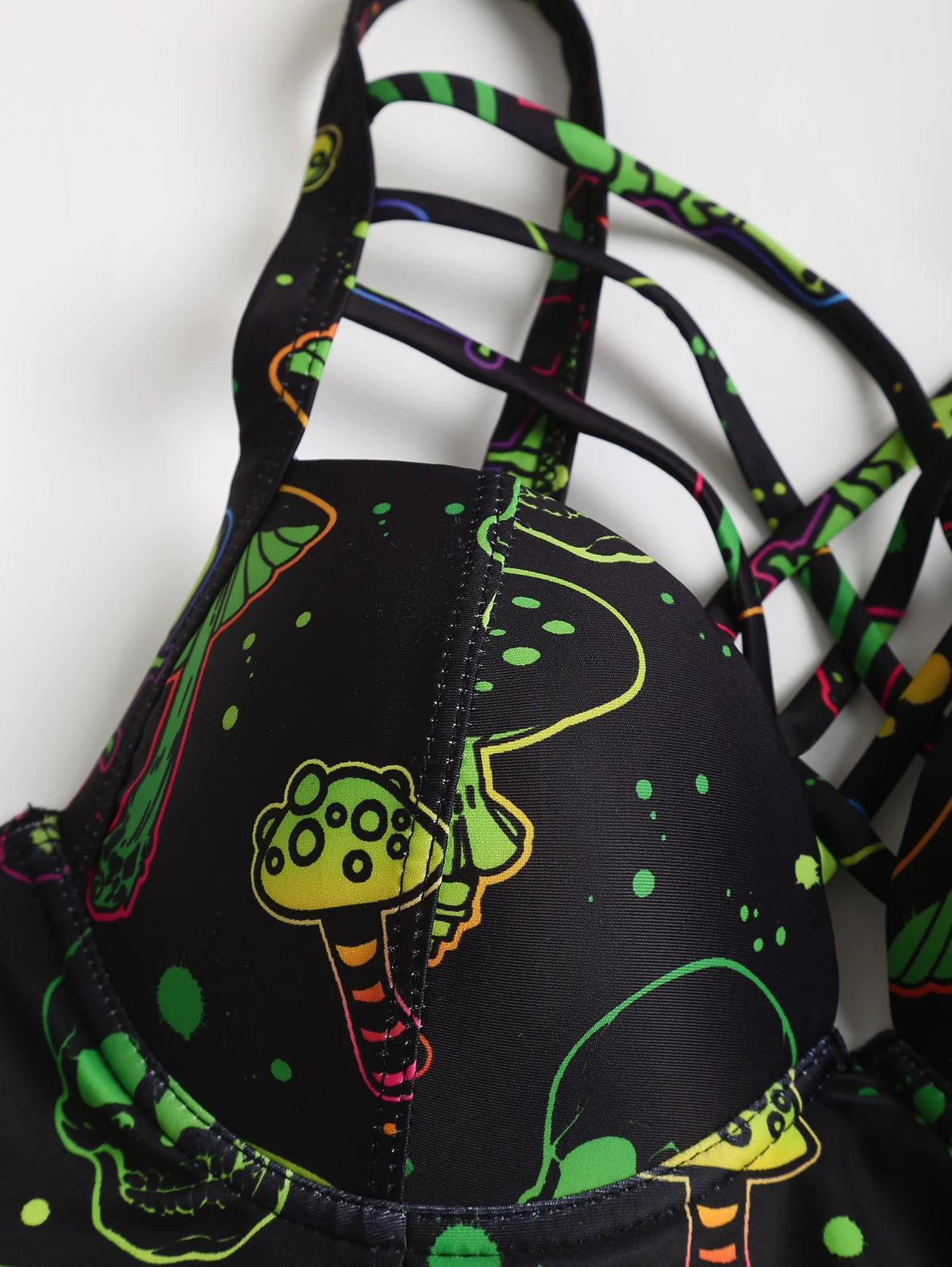 Skull Print Gothic Retro Vintage 1950s Bikini Two Piece Bathing Suit Swimwear
