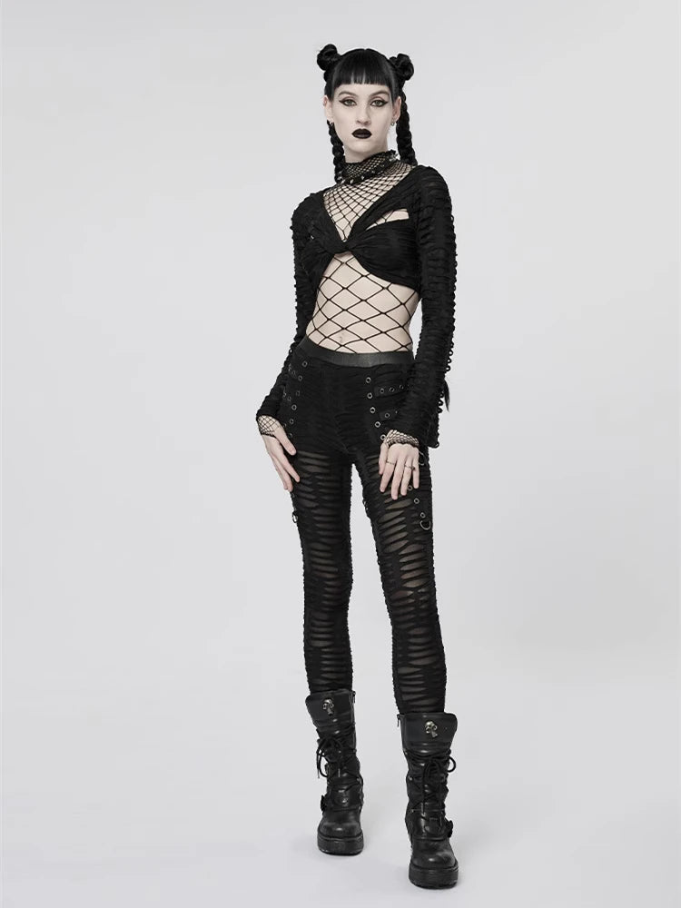 Sexy Gothic Punk Fishnet Stretch Top Bodysuit Rave Lingerie