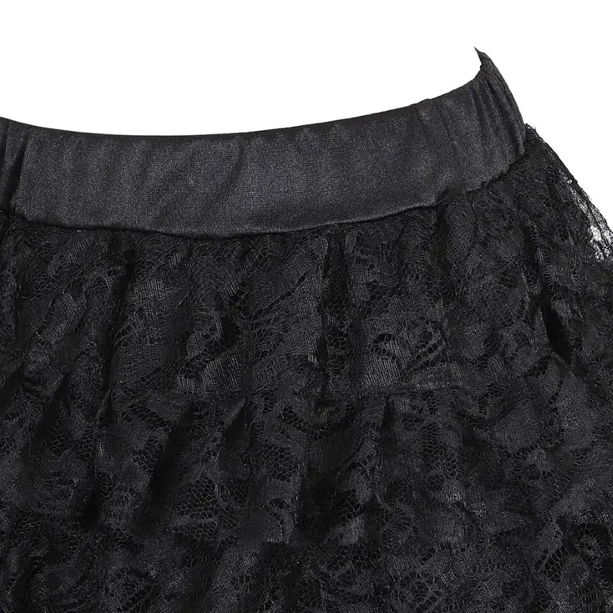 Black Sexy Gothic Lace Steampunk Victorian Burlesque Petticoat Skirt