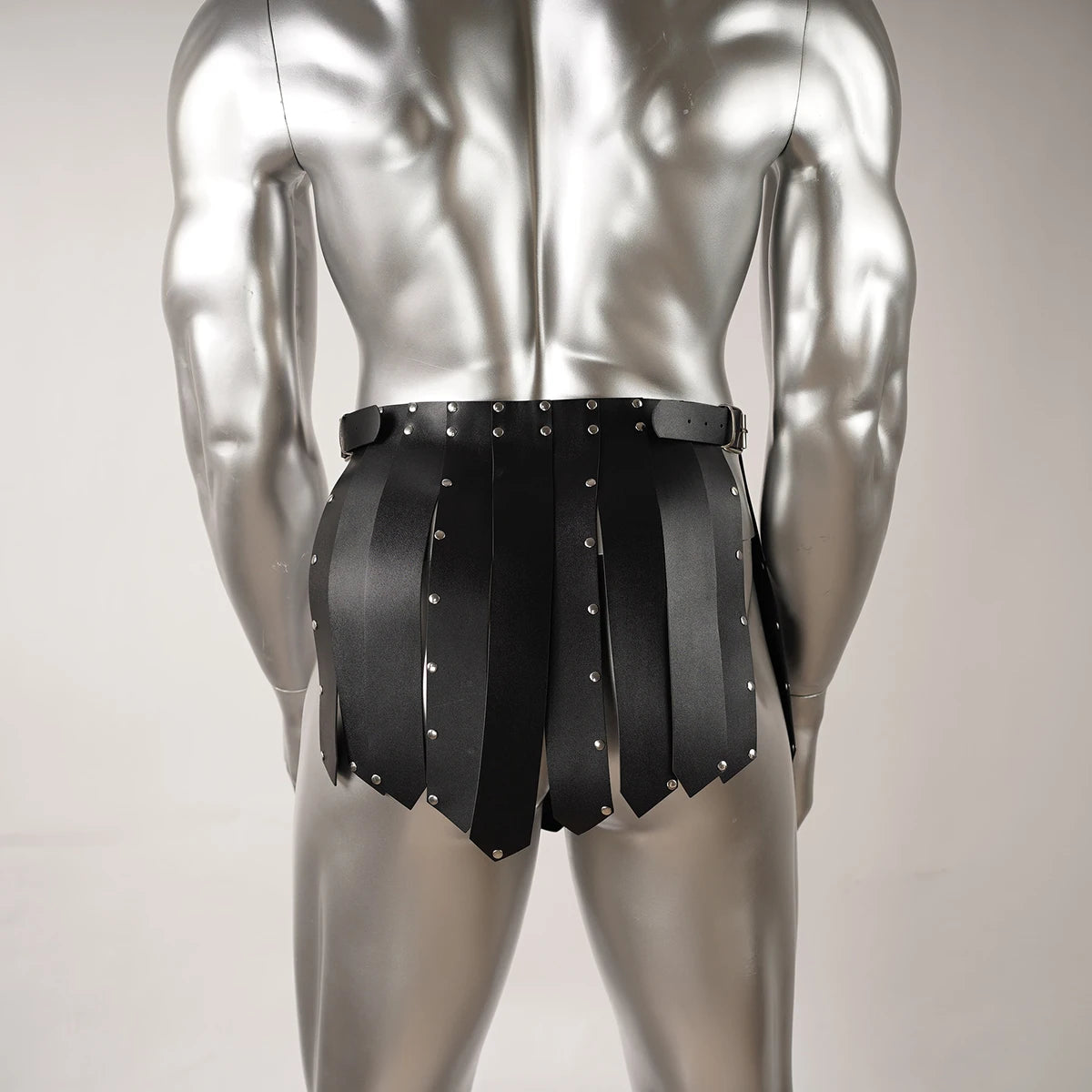 Sexy Gothic Men Gladiator Costume Harness Roman Skirt Fancy Dress