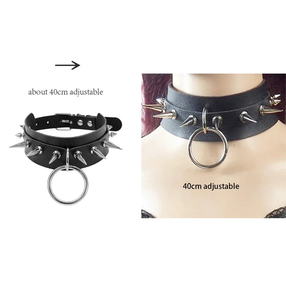 Bondage Sexy Heart Lock Key Rivets Black Goth Punk Chokers Gothic Collar