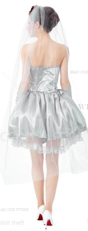 Ghost Corpse Bride Dead Zombie Bride Halloween Fancy Dress Costume