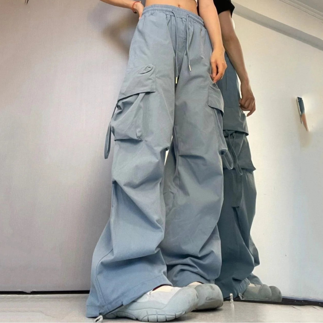 Baggy Pants Fashion Women Oversized Drawstring Combat Trousers