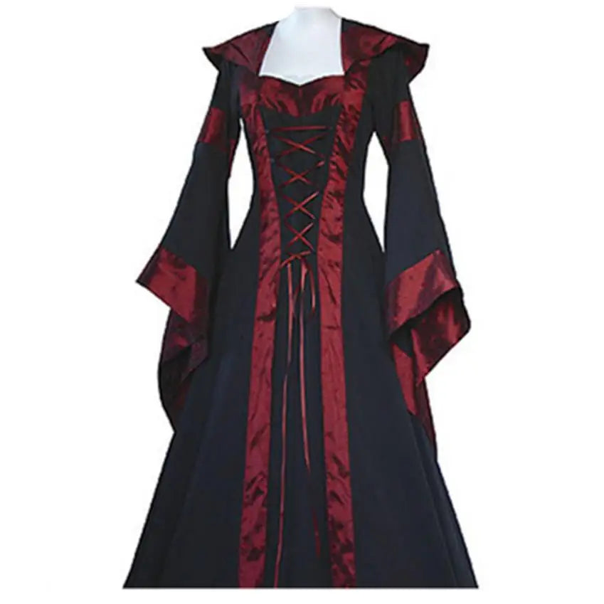 Pagan Ceremonial Medieval Gown Gothic Princess Hooded Long Dress