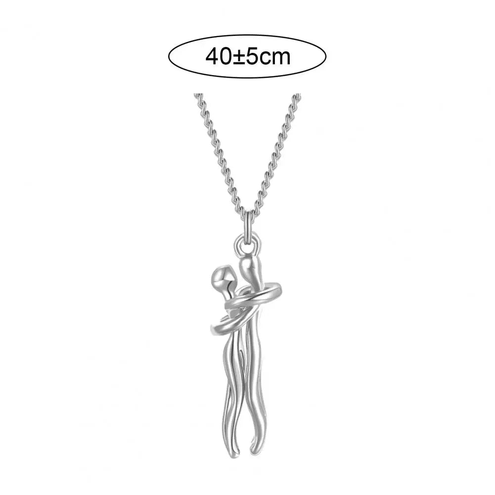 Couple Necklace Unity Trust Embrace Pendant Necklace Adjustable Length
