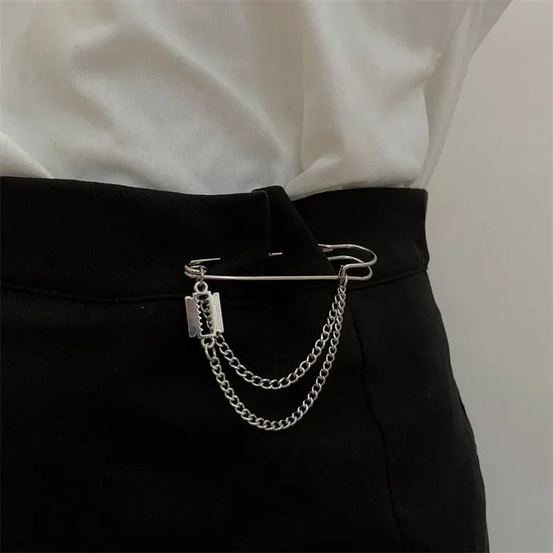 Dark Tassel Pendant Metal Butterfly Chain Brooch Chain Metal Beads Safety Pin