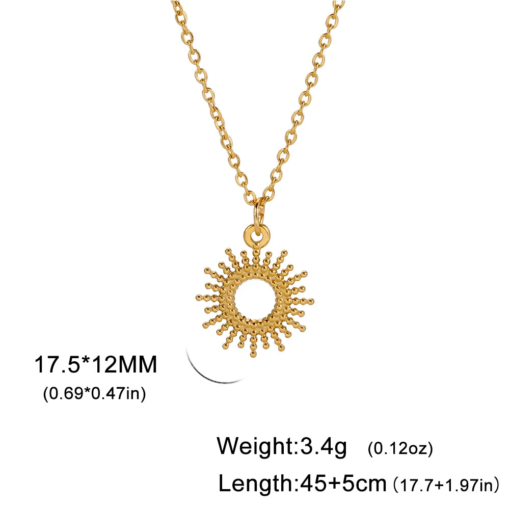Sun Moon Pendant Chain Necklace Stainless Steel Bohemian Choker Necklace Pagan