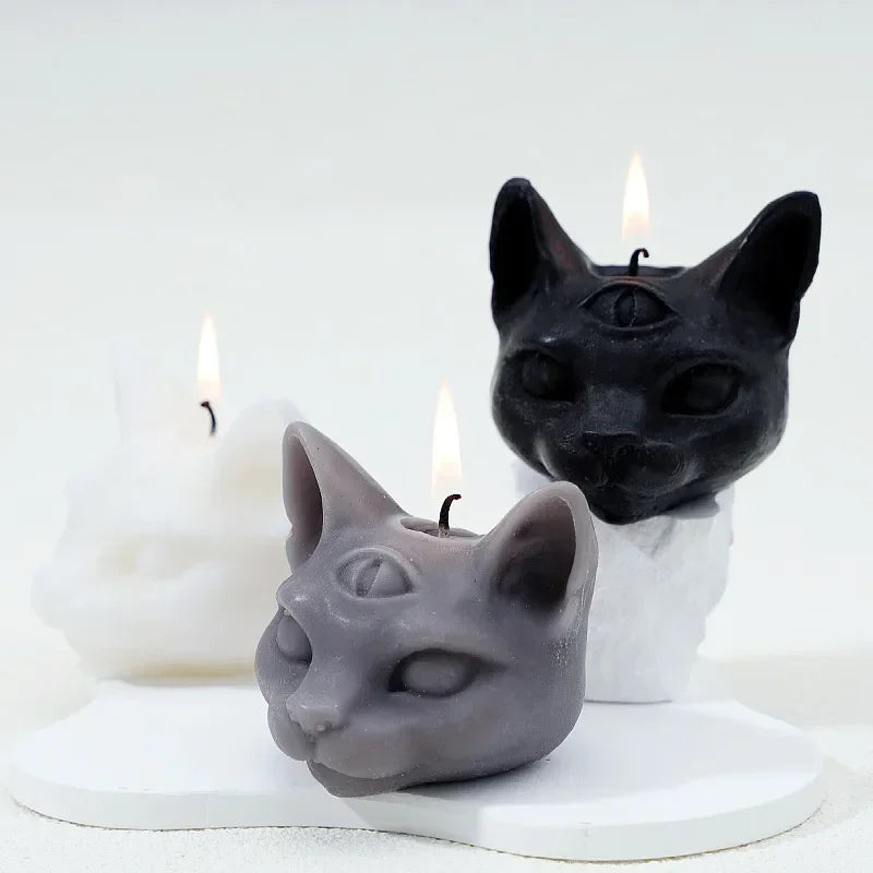 Three Eye Cat Scented Gothic Candles Halloween Decoration
