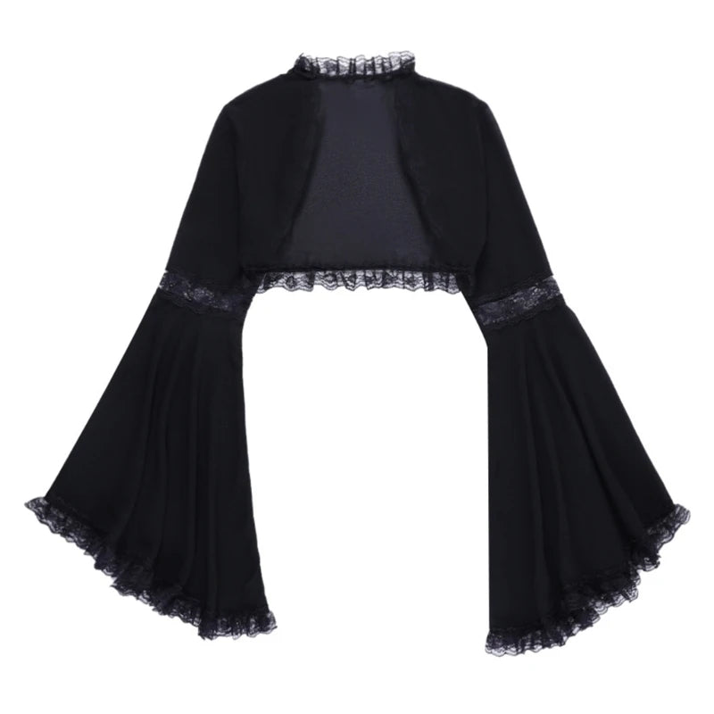 Gothic Lace Long Sleeve Victorian Crop Top Vintage Shrug Bolero