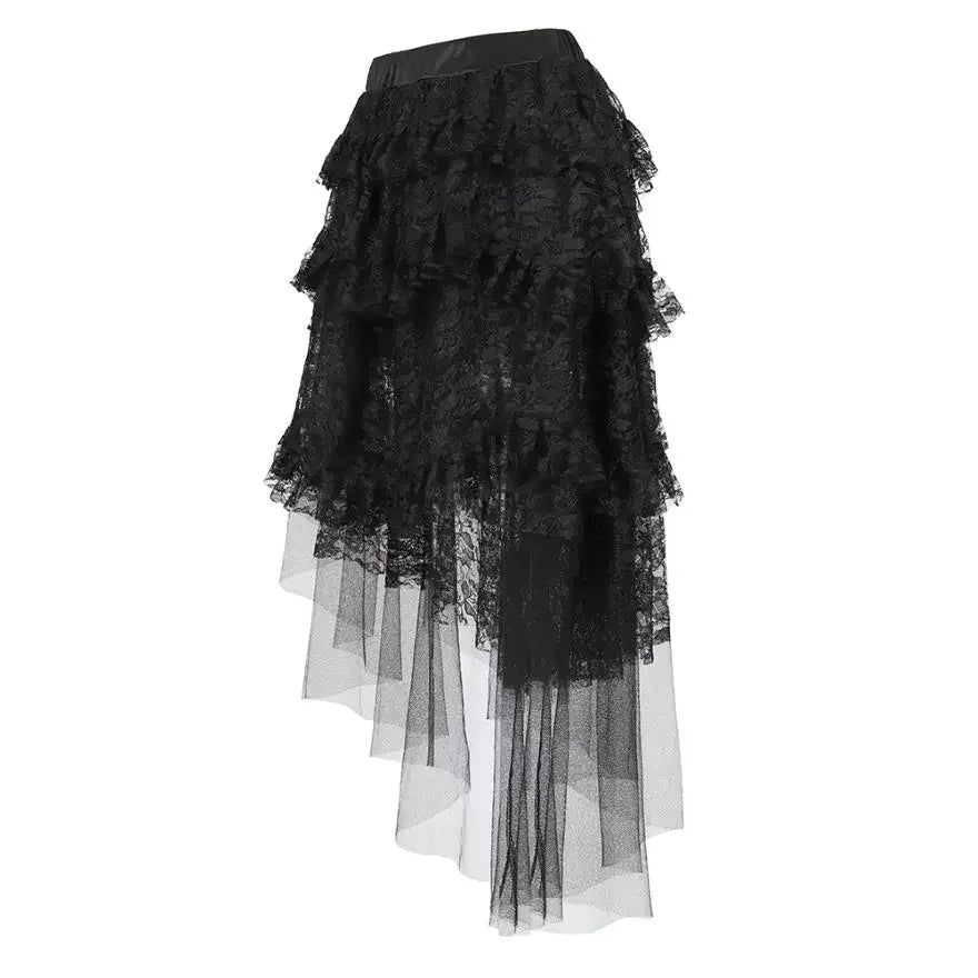 Black Sexy Gothic Lace Steampunk Victorian Burlesque Petticoat Skirt