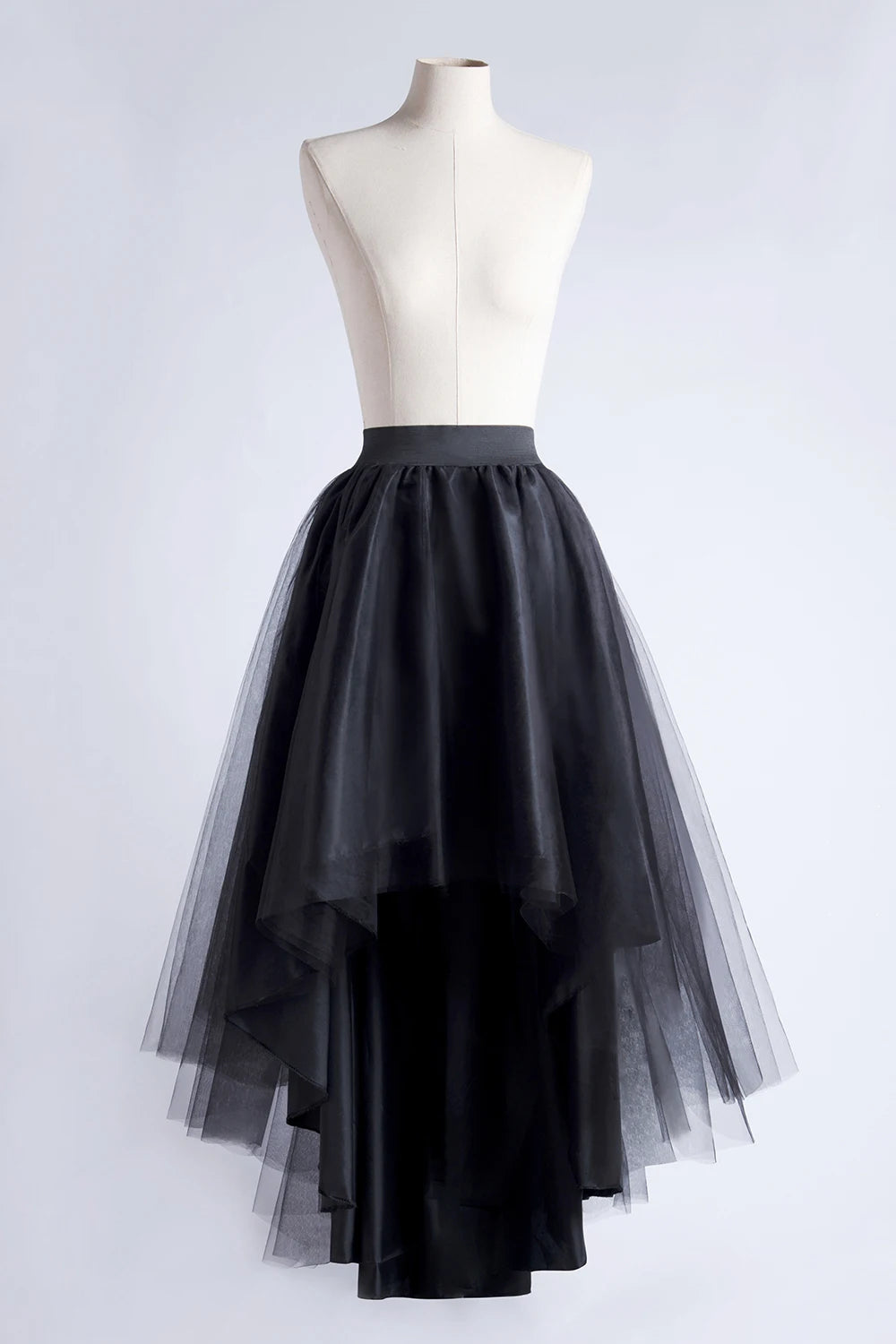Long Black Gothic Skirt Net Tulle Tutu Overskirt