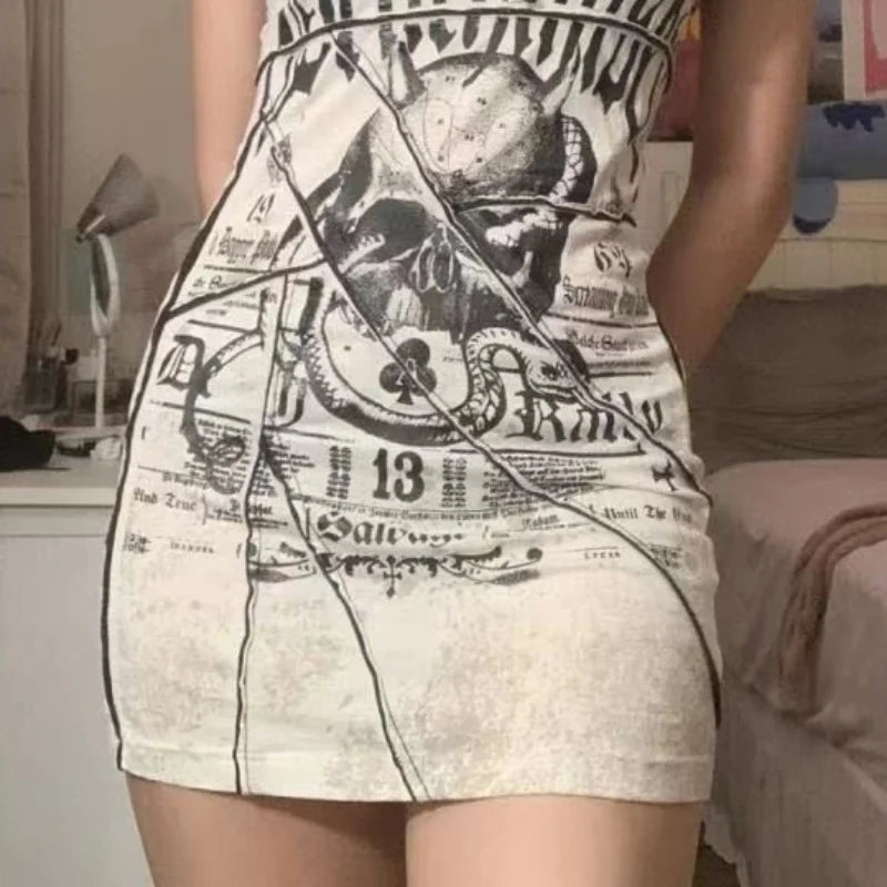 Skull Vest Punk Emo Mini Dress
