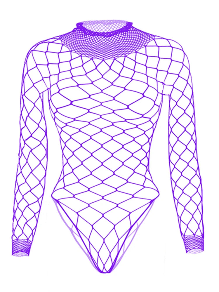 Sexy Gothic Punk Fishnet Stretch Top Bodysuit Rave Lingerie