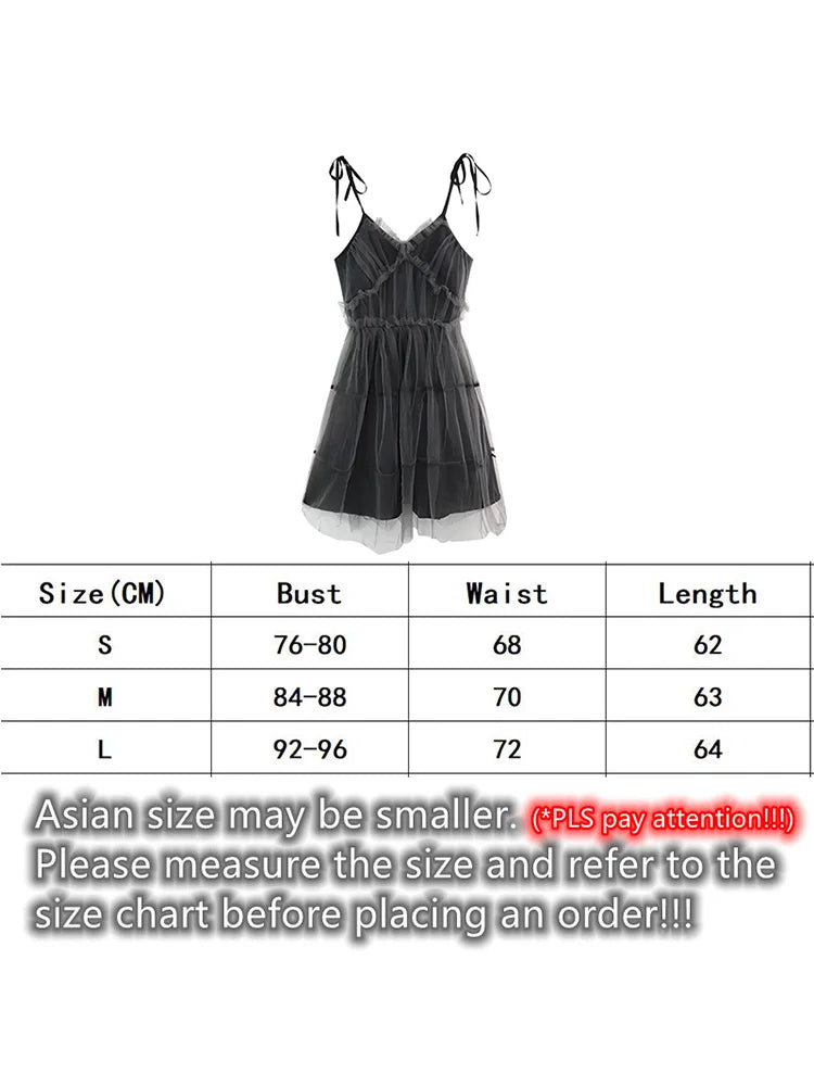 Gothic Black Grey Layered Mesh Flared Mini Dress