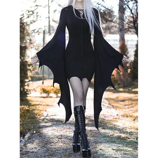 Sexy Black Gothic Pagan Witch Dress Costume