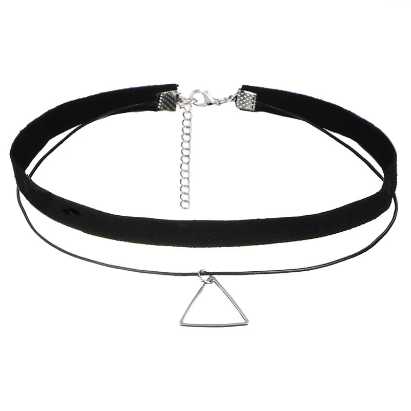 6Pcs/set Gothic Tattoo Black Lace Leather Velvet Collar 90S Punk Style Choker Necklaces