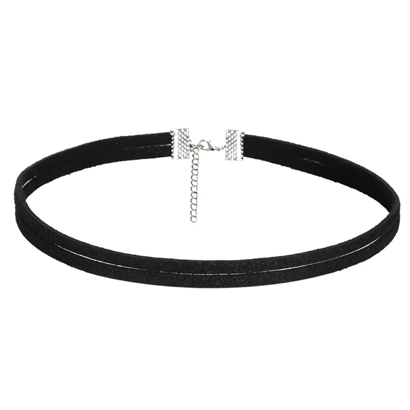 6Pcs/set Gothic Tattoo Black Lace Leather Velvet Collar 90S Punk Style Choker Necklaces