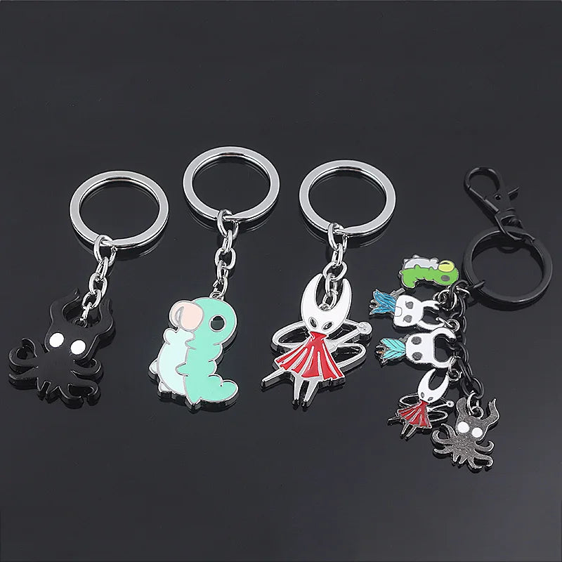 Hollow Knight Metal Characters Keychain The Knight Octopus Grub Hornet Pendant Key Chain Jewelry
