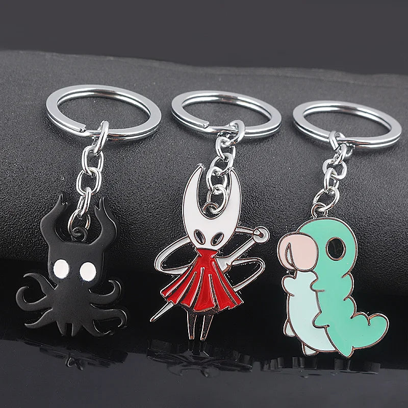 Hollow Knight Metal Characters Keychain The Knight Octopus Grub Hornet Pendant Key Chain Jewelry