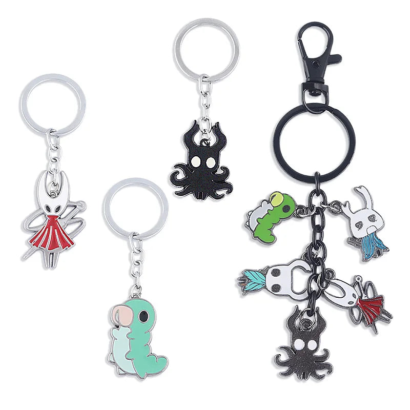 Hollow Knight Metal Characters Keychain The Knight Octopus Grub Hornet Pendant Key Chain Jewelry