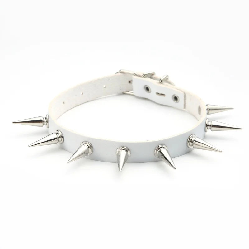 Black Spike Choker Necklace Rivet Stud Punk Rock Faux Leather Goth Collar Gothic Jewelry