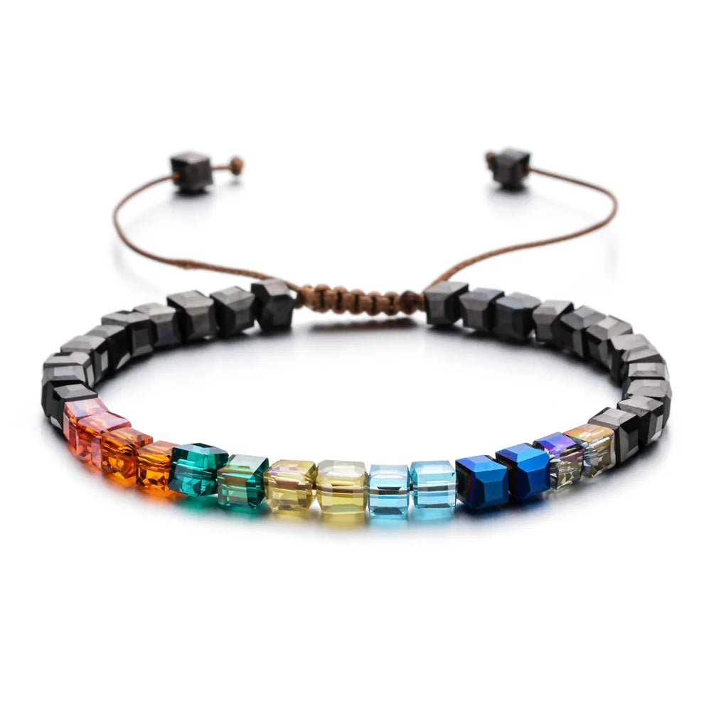 Sparkling Mixed Glass Crystal Bracelet Rainbow Style Charm