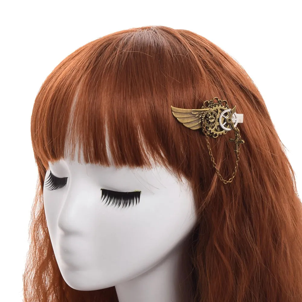 Gothic Steampunk Hair Clips Hair pin Barrette Costumes Clockwork Hair Accessory