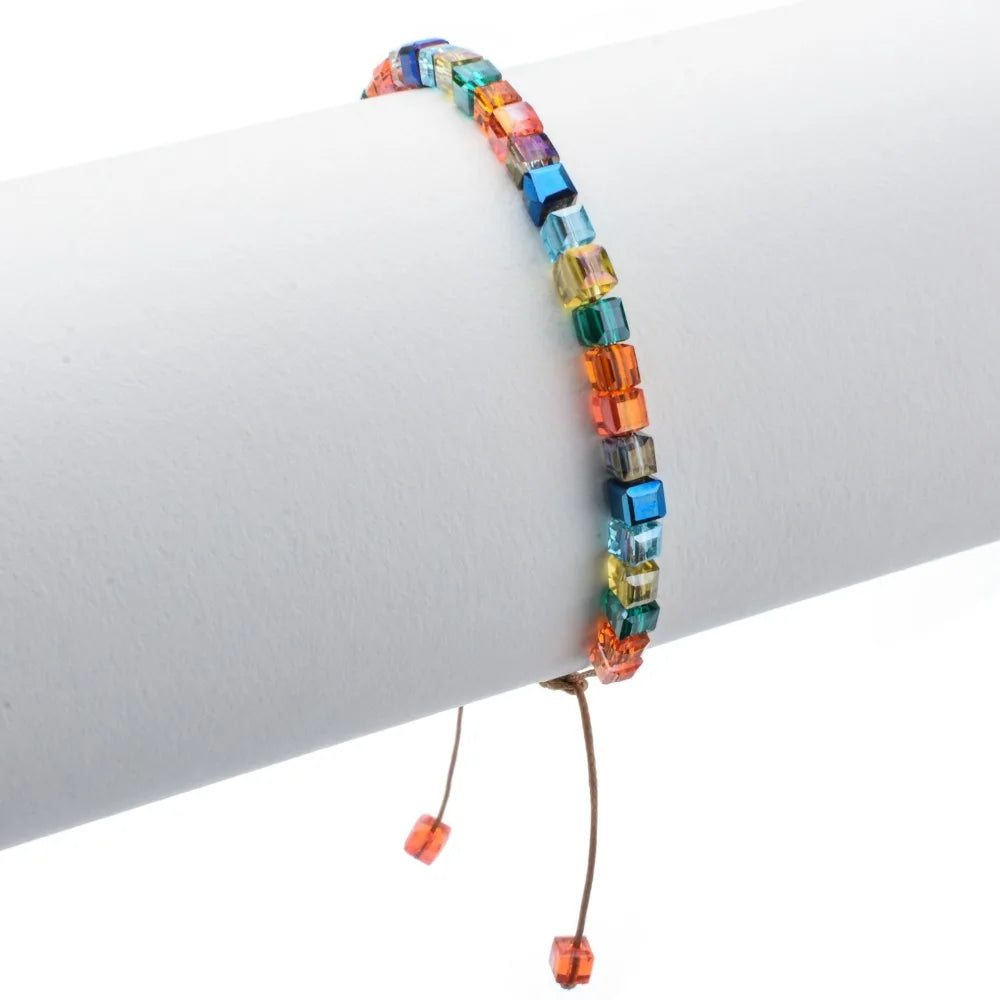 Sparkling Mixed Glass Crystal Bracelet Rainbow Style Charm