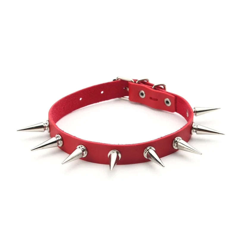 Black Spike Choker Necklace Rivet Stud Punk Rock Faux Leather Goth Collar Gothic Jewelry
