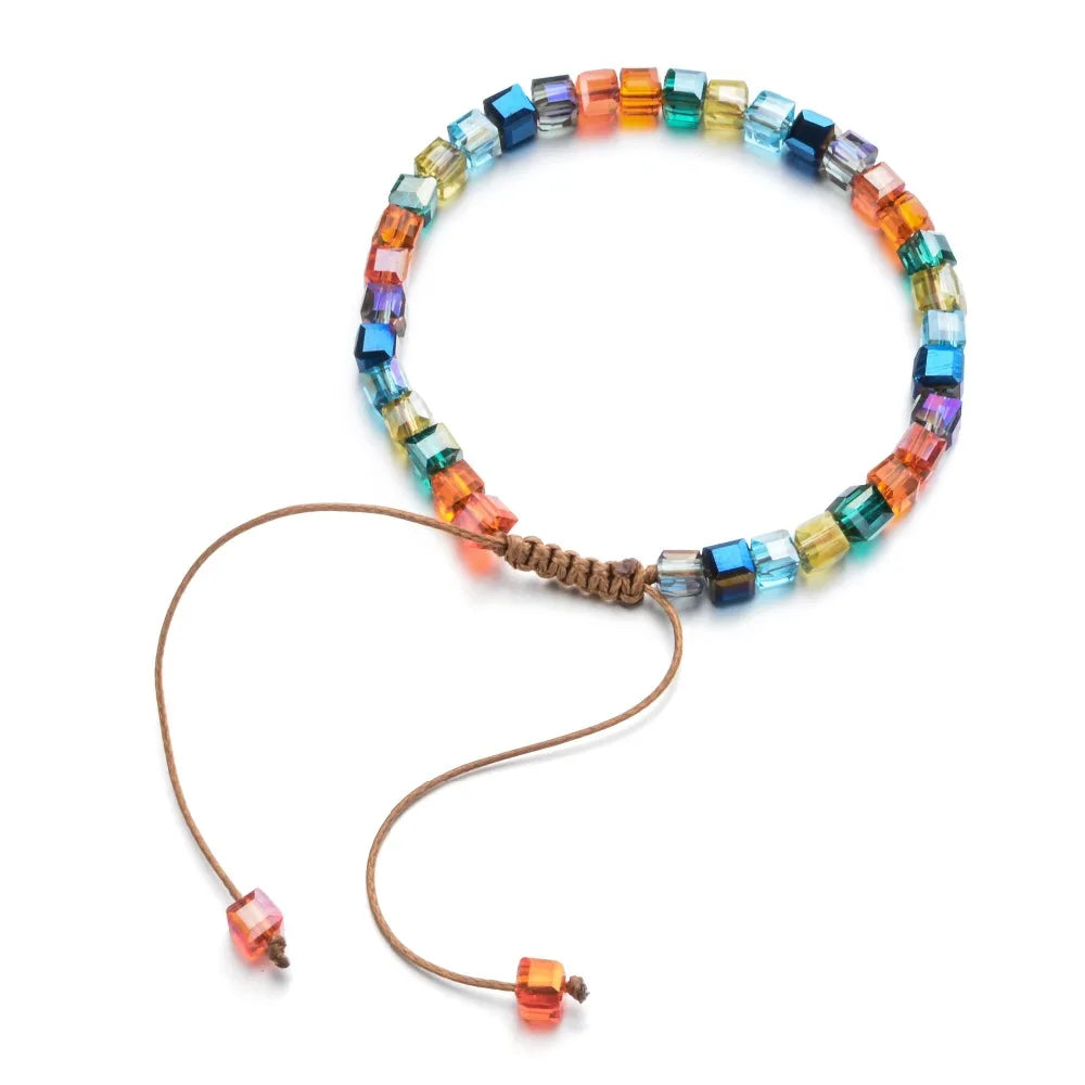 Sparkling Mixed Glass Crystal Bracelet Rainbow Style Charm