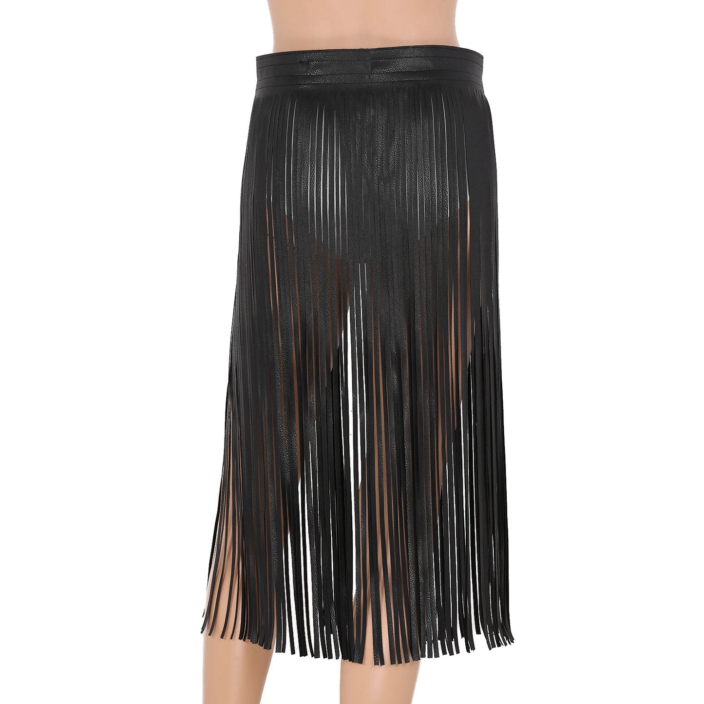 Punk Goth Skirt Belt Sexy Long Fringe Tassel Overskirt Rave Costume