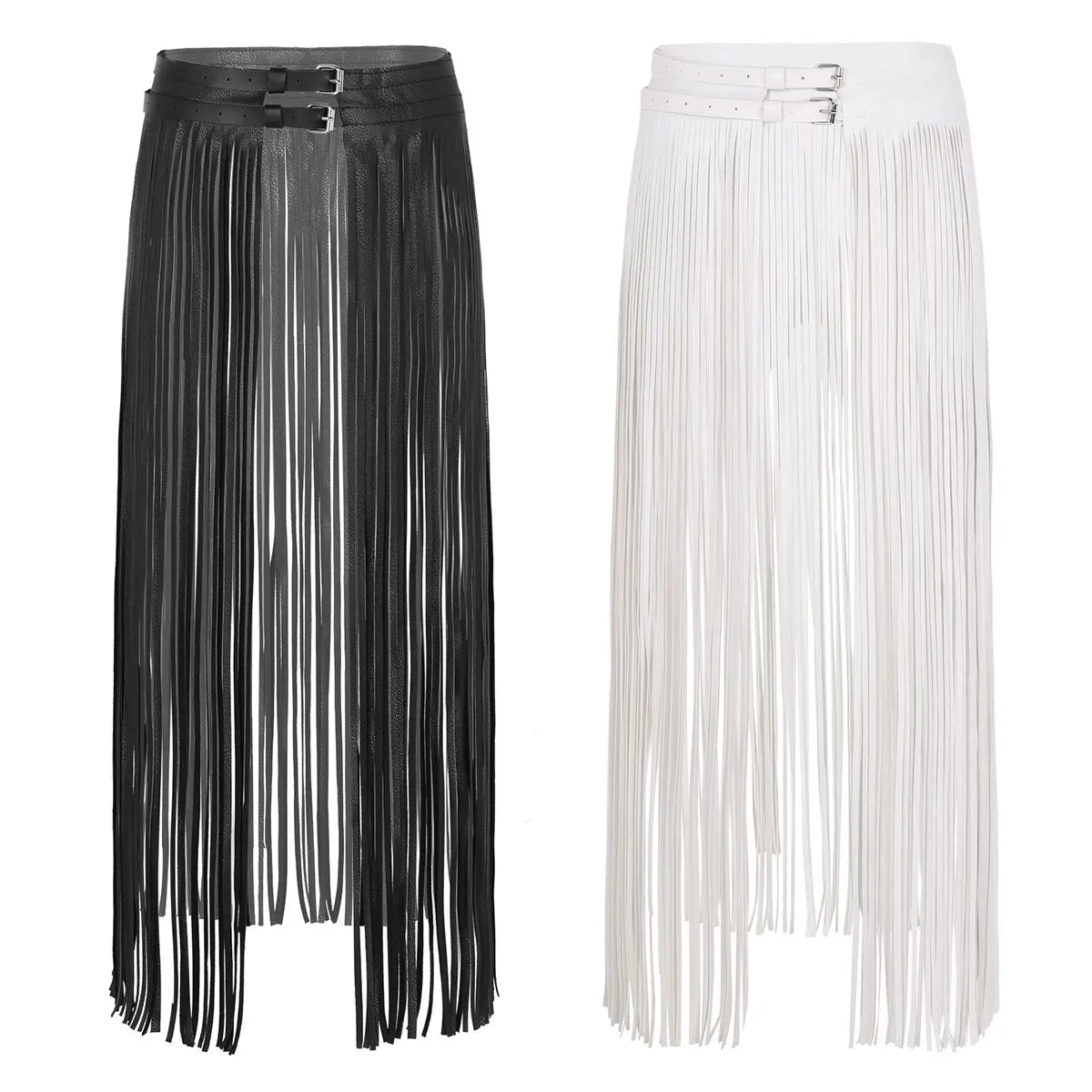 Punk Goth Skirt Belt Sexy Long Fringe Tassel Overskirt Rave Costume