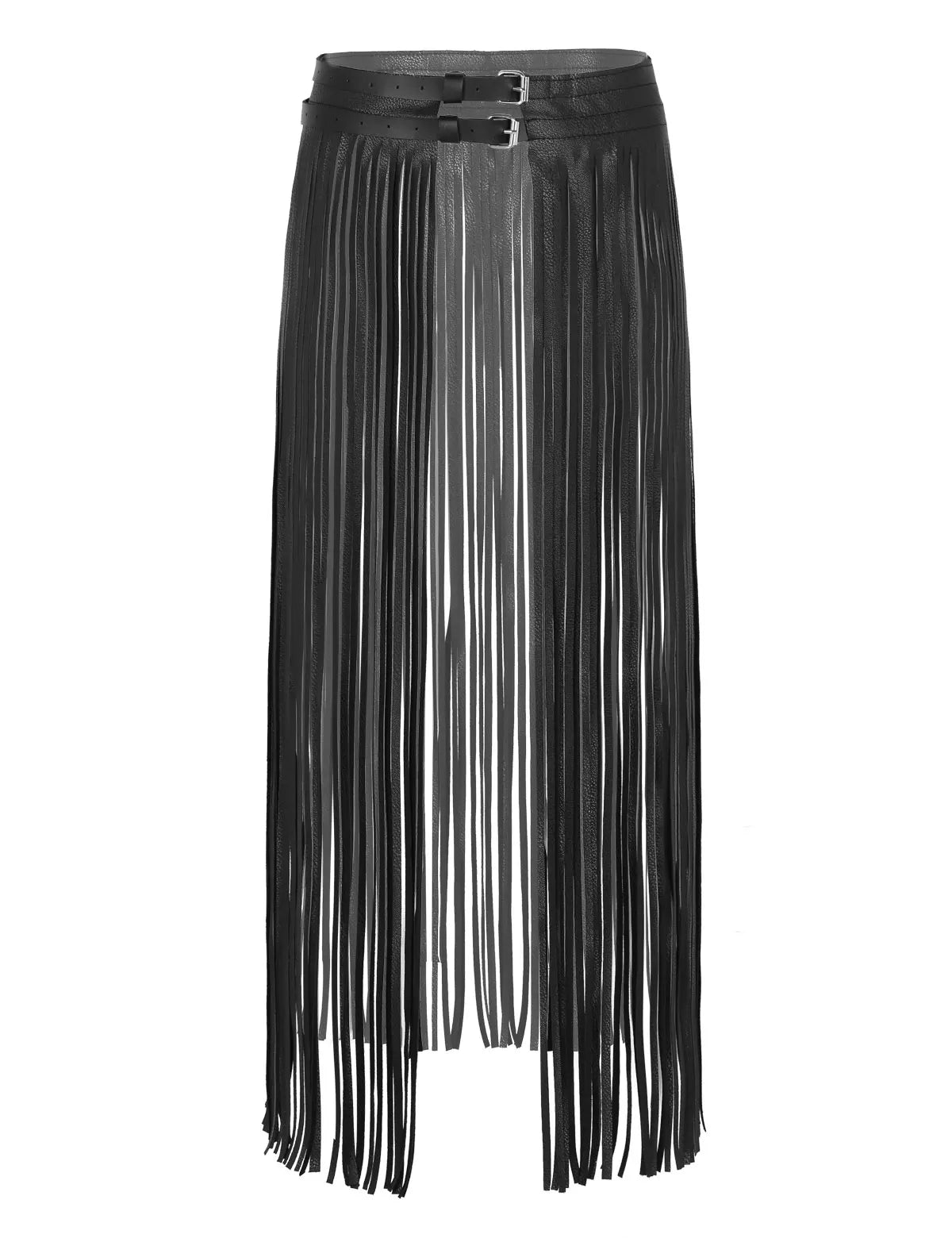 Punk Goth Skirt Belt Sexy Long Fringe Tassel Overskirt Rave Costume