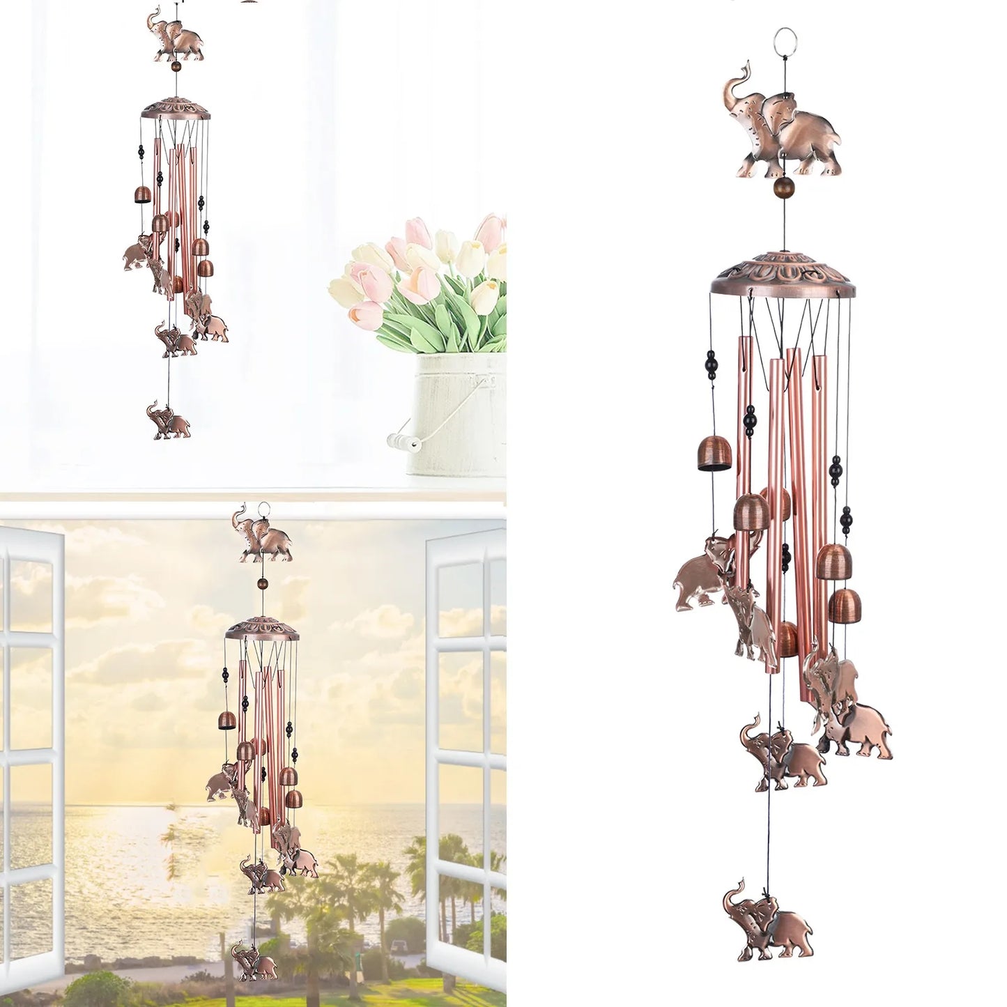Outdoor Elephant Wind Chime Antique Garden Ornament