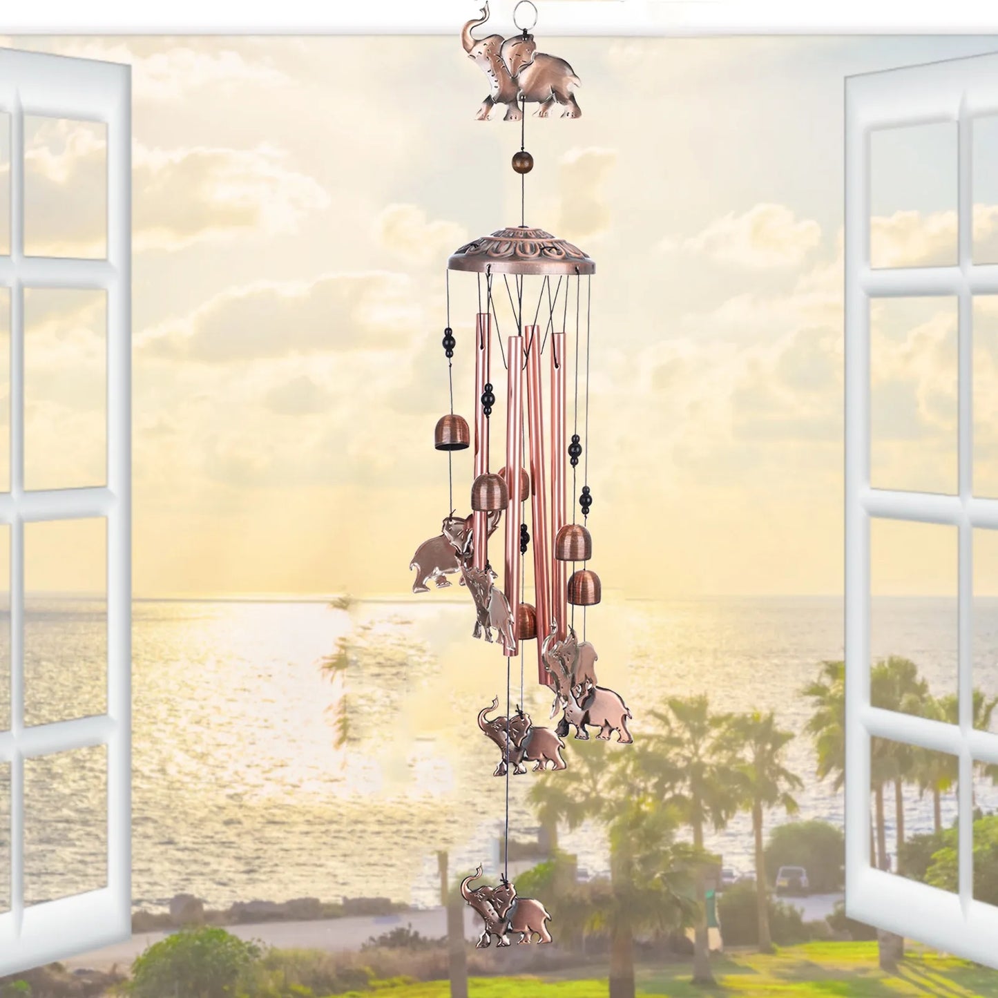Outdoor Elephant Wind Chime Antique Garden Ornament