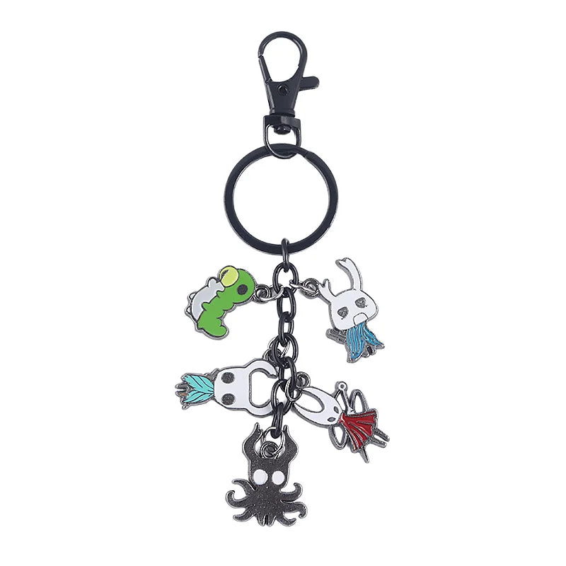 Hollow Knight Metal Characters Keychain The Knight Octopus Grub Hornet Pendant Key Chain Jewelry